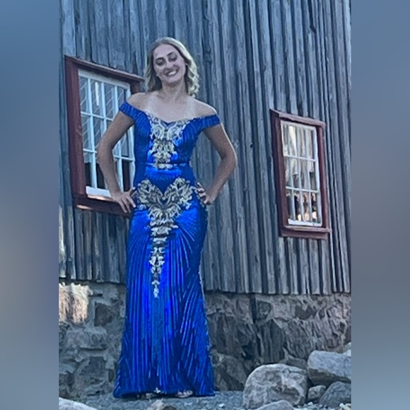 Blue and gold Prom/ Evening dress - Picture 2 of 7
